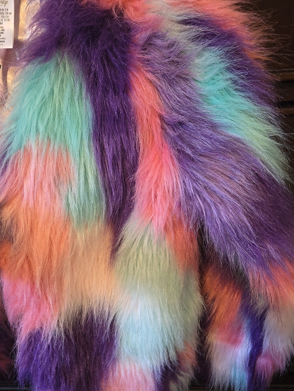 ✨️7/8 Disney Princess Multicolor Faux Fur Jacket - Purple, Pink, Teal & Peach✨️ - Picture 4 of 6